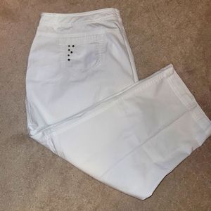 Laura Scott White Capris with Stud Detail